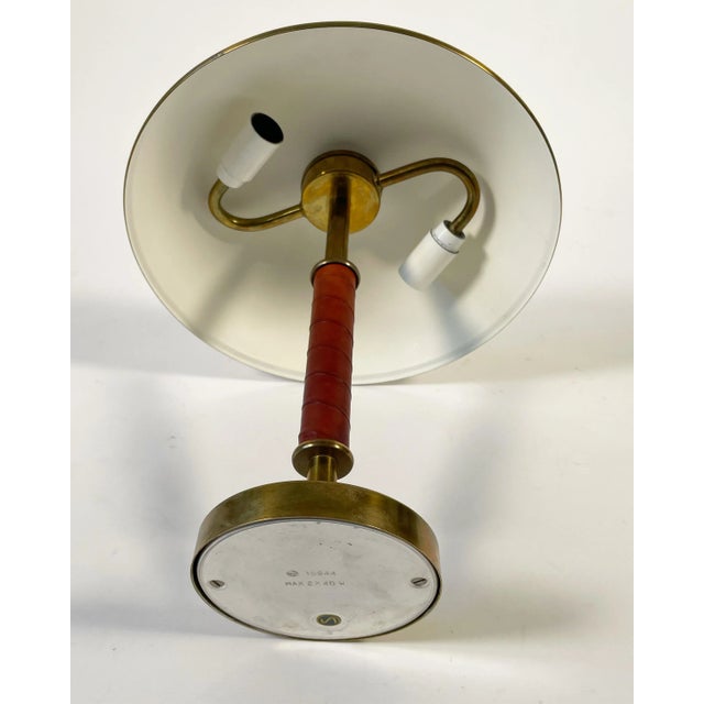 Brown Swedish Modern Brass and Leather Desk Lamp by Harald Notini for Böhlmarks, 1950s For Sale - Image 8 of 10