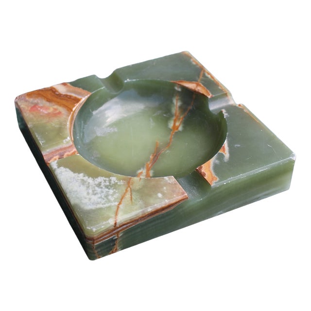 Green Onyx and Marble Ashtray, 1950s For Sale
