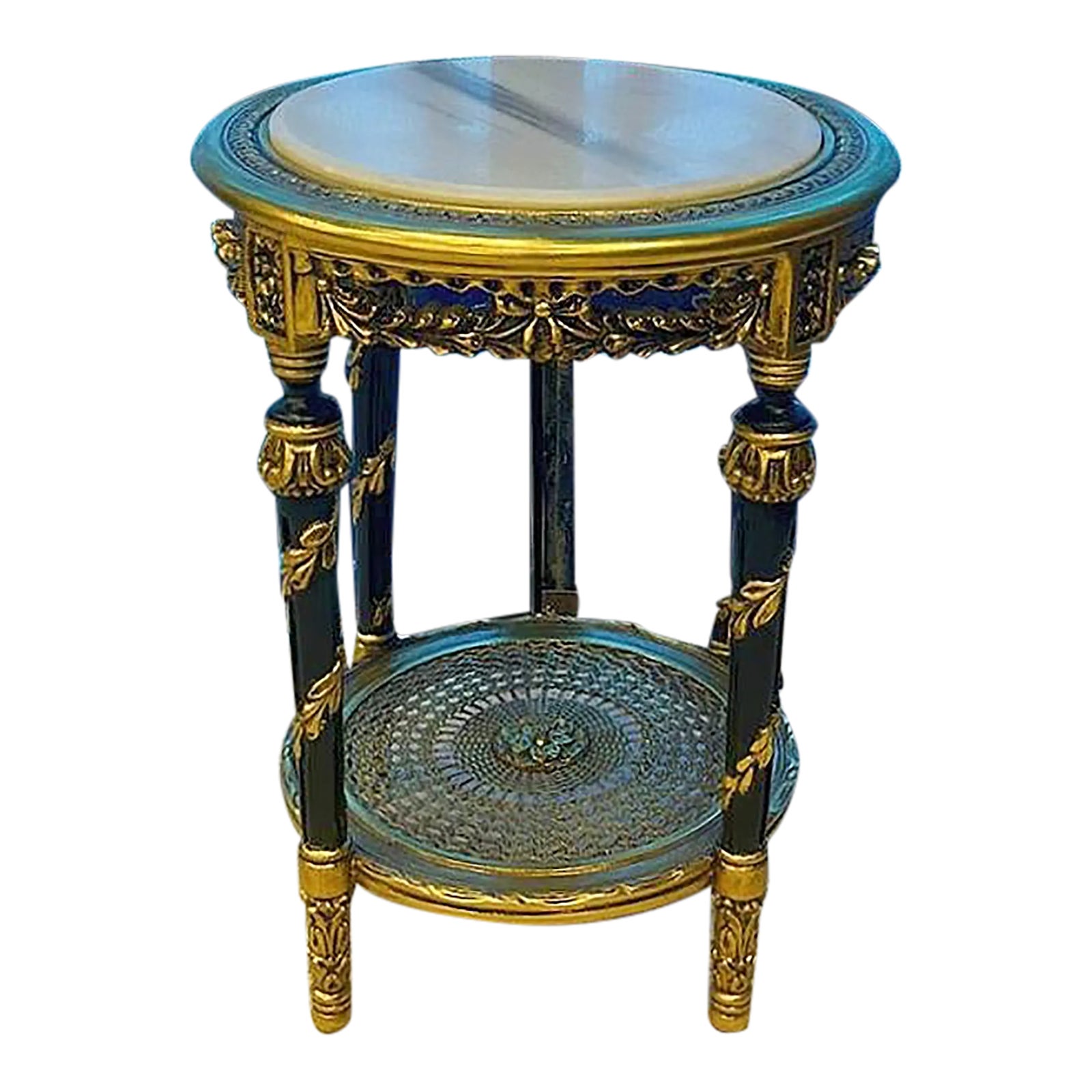 Italian Rococo Style White Marble Topped Side Table | Chairish