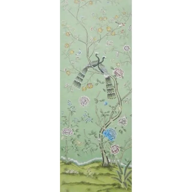 Green 36" * H120"/Panel * 10ps, Emerald Green Chinoiserie Scenic Wallpaper - Set of 10 For Sale - Image 8 of 13