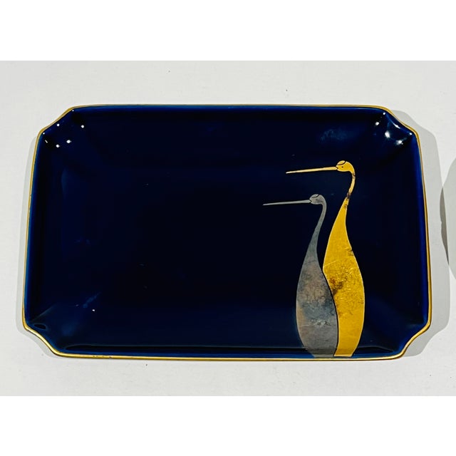 Two cute vintage catchalls, one Arita Ware crane dish that is cobalt blue with gold and silver cranes. The other catchall...