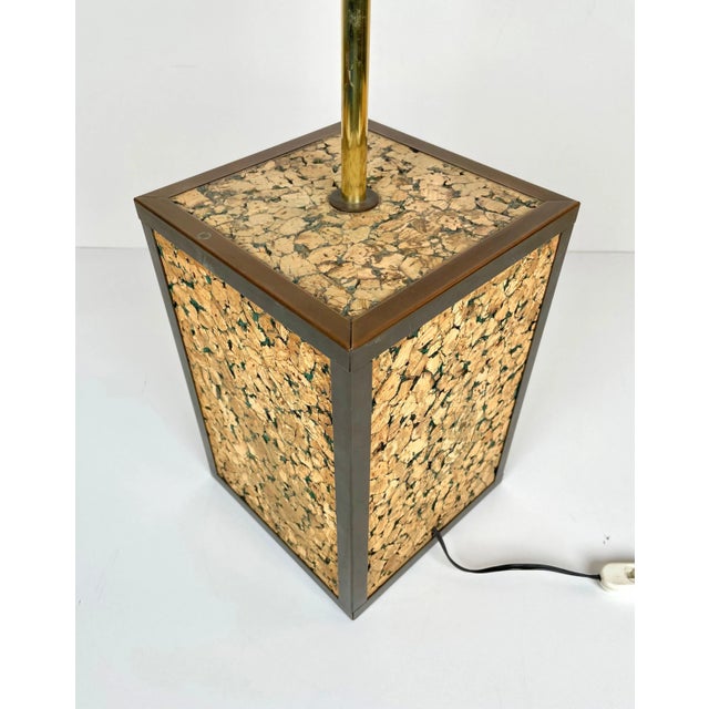 Cork & Brass Table Lamp, Italy, 1970s For Sale - Image 4 of 8