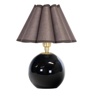 Giorgio Black Glass Mini Lamp, Natural Brass with Umber Scalloped Shade For Sale