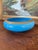 French Mid 19th Century French Blue Opaline Glass Bowl With Intricate Gilded Fruit and Vine Border For Sale - Image 3 of 9