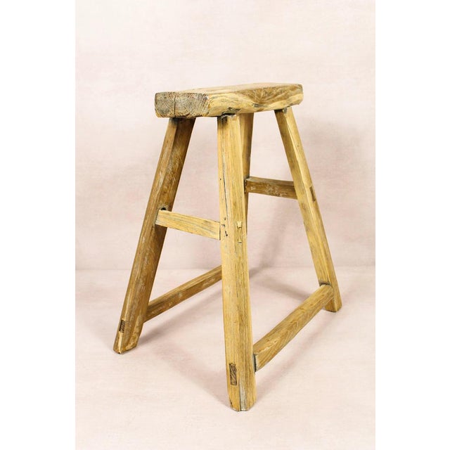 Vintage Rustic Elm Stool For Sale - Image 5 of 5