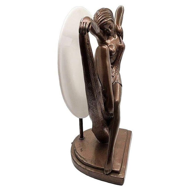 1990s 1990s Art Deco Style Nude Flapper Lamp by Crosa for Widdop Bingham & Co LTD For Sale - Image 5 of 11