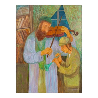 Chaïm Goldberg, Music Lesson, Judaica Painting, Shtetl Life For Sale