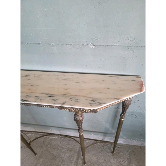 Louis XVI Style Console in Gilded Brass, 1950s For Sale - Image 9 of 13