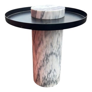 Modern Deco Style, Metal and Marble Accent Table For Sale
