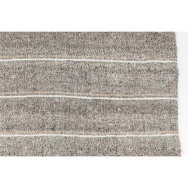 Mid 20th Century Natural Oushak Stripe Kilim Rug For Sale - Image 4 of 10