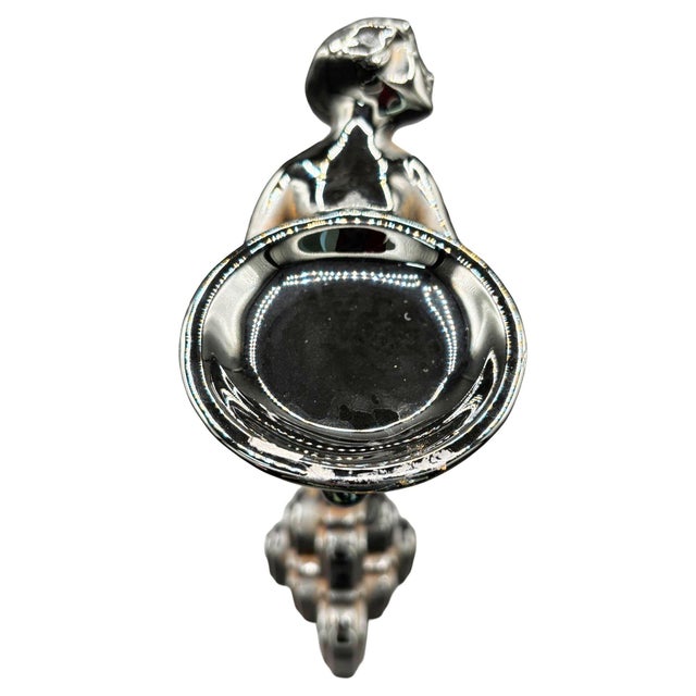 1930s 1930s Nude Art Deco Flapper Female Black Ceramic Candleholder Statue by Fritz & Floyd For Sale - Image 5 of 7