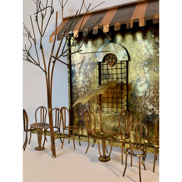 Metal Mid- To Late-20th Century Curtis Jere Brutalist Café Scene Wall Sculpture – Signed For Sale - Image 7 of 9