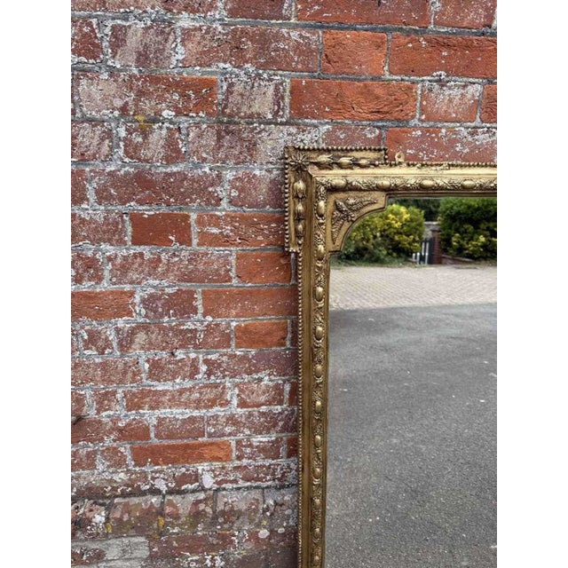 Large Antique 19th Century English Carved Wood & Gesso Gilt Overmantle Mirror For Sale - Image 4 of 8