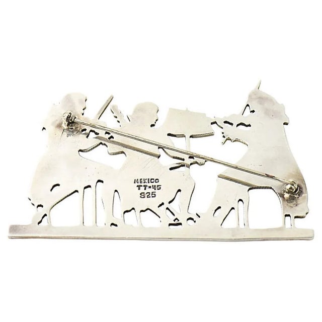 Metal Sterling Silver Victorian Violin Musicians Brooch For Sale - Image 7 of 8