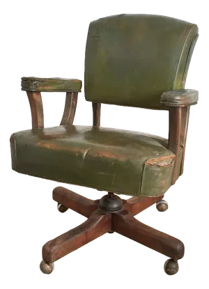 Antique US Military Swivel Desk Chair in Leather, 1940s