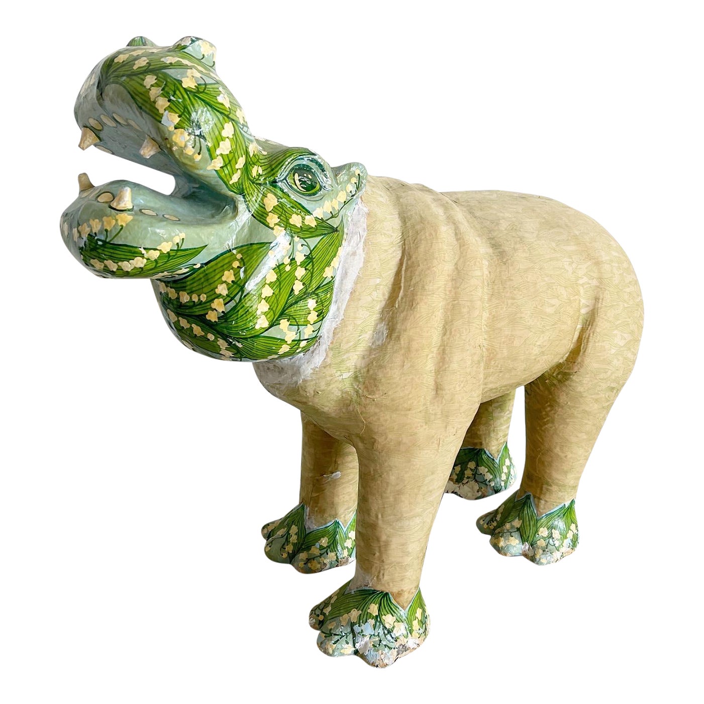 Paper Mache Hippopotamus Sculpture Chairish