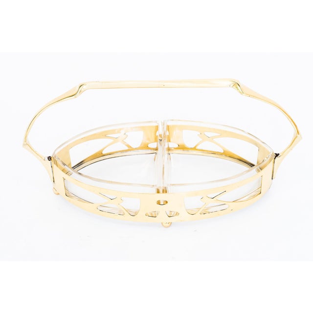 Art Deco Brass Centerpiece with Glasses, Vienna, 1920s For Sale - Image 3 of 12