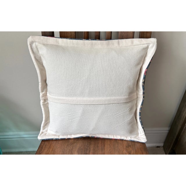 Turkish Turkish Pillow Cover in Geometric Pattern in Blue Tones For Sale - Image 3 of 8