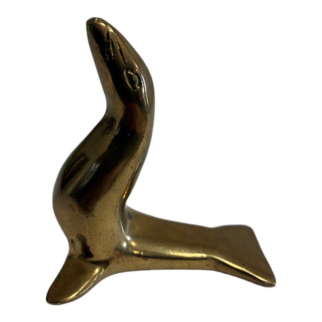Vintage Solid Brass Seal Figurine For Sale