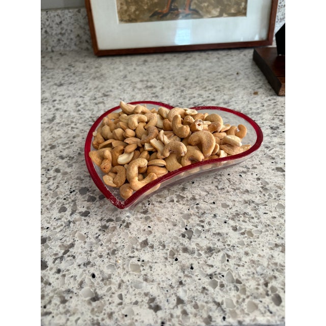 Glass Vintage Crystal Glass Heart Dish or Bowl From Germany, 7.5” Wide For Sale - Image 7 of 7