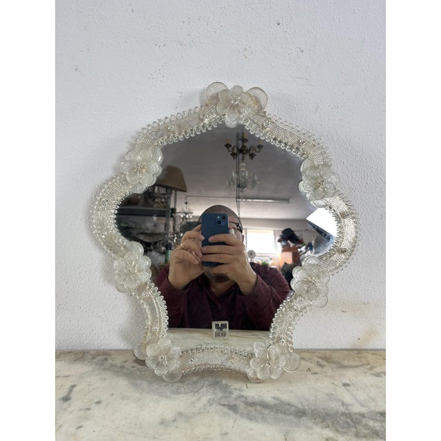 Glass Mid-Century Murano Glass Wall Mirror, 1960s For Sale - Image 7 of 7