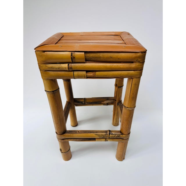 Vintage Bamboo Plant Stand Side Table Boho 20" For Sale - Image 6 of 11