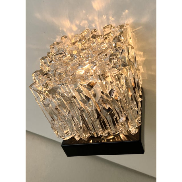 Textured Ice Glass Square Flushmount in the style of Helena Tynell, 1960s For Sale - Image 4 of 15