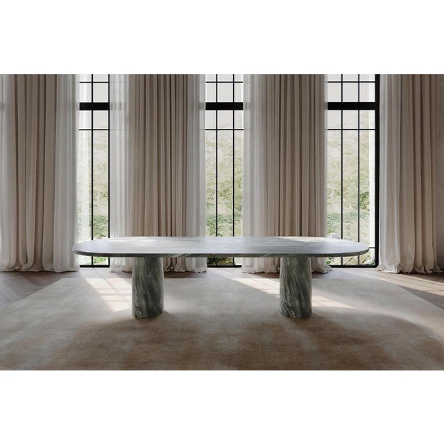 Stone Isola Dining Table in Classico Alabastrino Travertine by Paloma Editions For Sale - Image 7 of 8