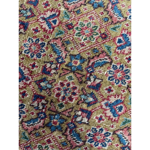 Circa 1930's Rug with Mustard Saffron & Salmon Colors 9.3. X 12.3 For Sale - Image 9 of 13