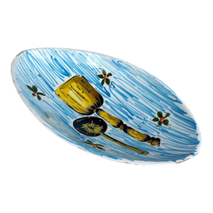 Mid-Century Italian Cooking Ladle Spoon Rest Oval Kitchen Bowl