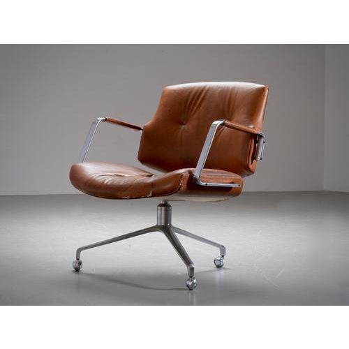 Model fk84 desk chair by jørgen kastholm and preben fabricius, denmark, 1960s. Produced by kill international, this model...