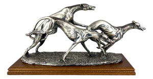 Vintage Silver Sculpture of Racing Greyhounds by Angelo Schiavon, Italy, 1950s
