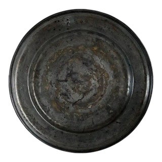 Large English Georgian Pewter Reeded Edge Plate For Sale