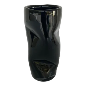 Theodore Alexander Black Crimped Art Glass Vase