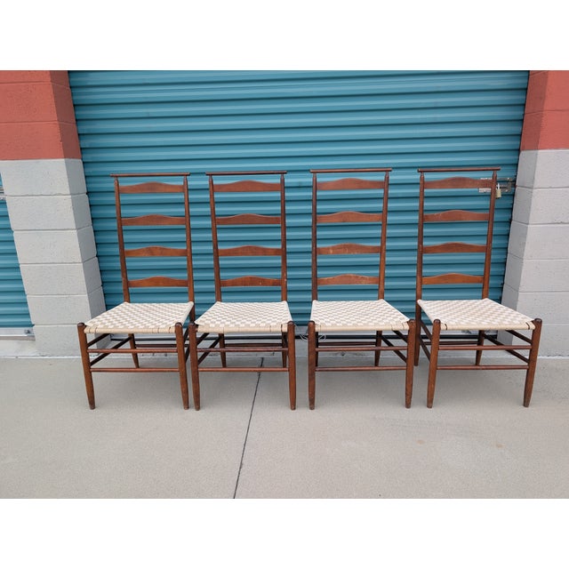 1970s Set of 4 Shaker Cherry Ladder Back Dining Chairs in the Style of Nichols & Stone For Sale - Image 13 of 13