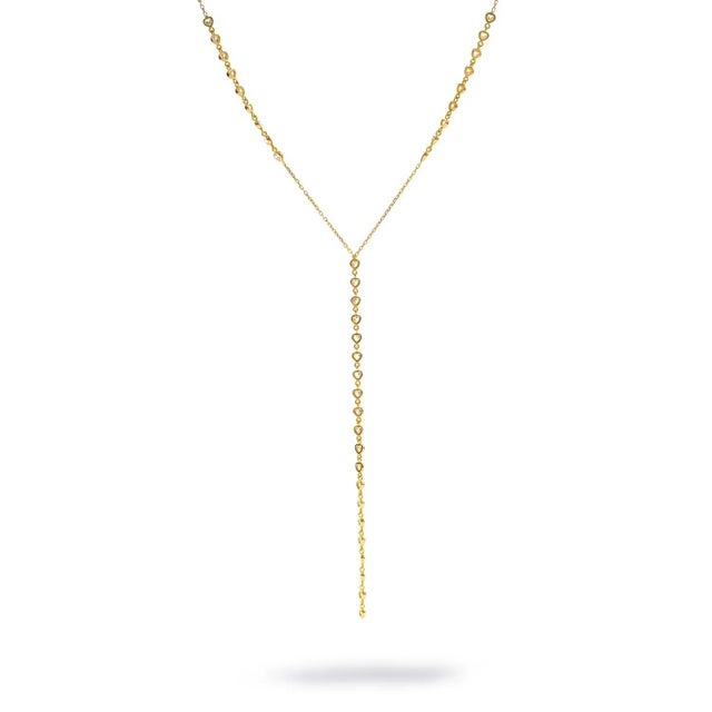 Starlight Elegance Diamond Y Gold Necklace For Sale - Image 9 of 9