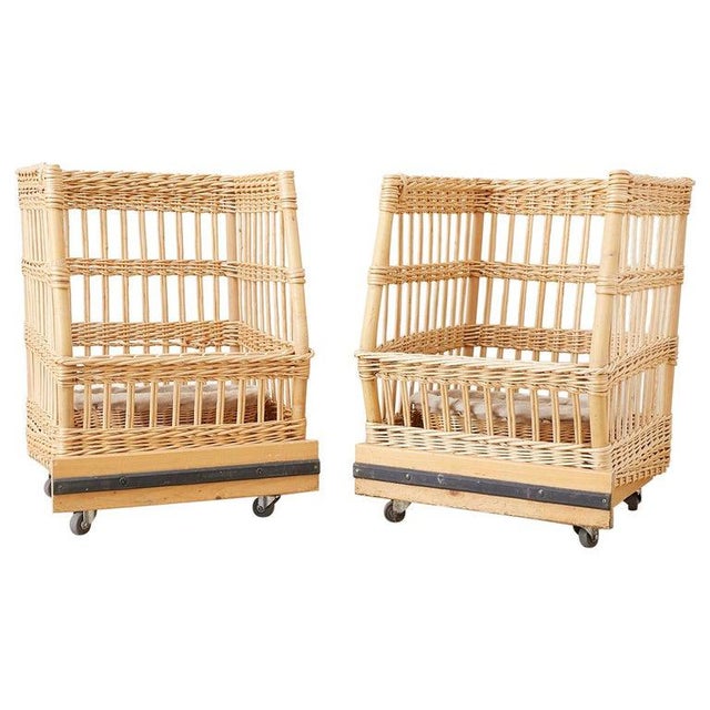 Pair of Wicker Rattan Boulangerie Bread Display Baskets Chairish