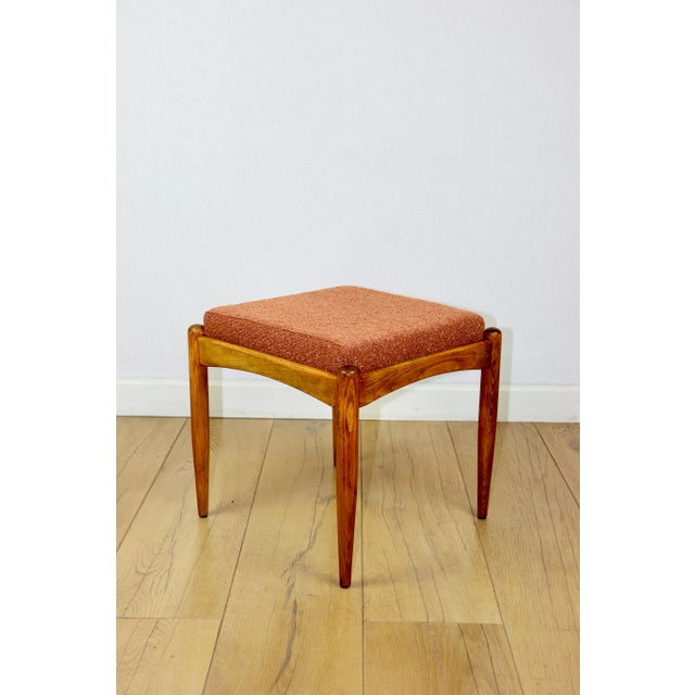 1970s Stool with Orange Brick Boucle Seat by Edmund Homa, 1970s For Sale - Image 5 of 7