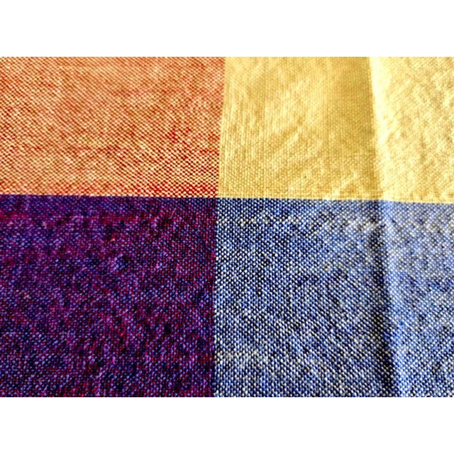 Cream Vintage Dansk Ritva Puotila Cotton Madras Woven Tablecloth and Napkins, Set of 7 Pieces For Sale - Image 8 of 11