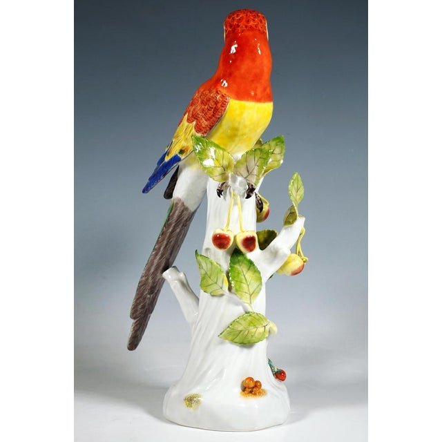 Baroque Parrot on Trunk with Cherries by J.J. Kaendler for Meissen, 1989 For Sale - Image 3 of 7