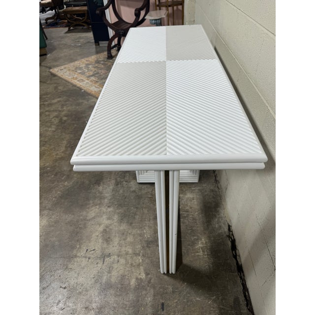 2020s Coastal Modern History Home Pencil Reed Console Table For Sale - Image 5 of 10