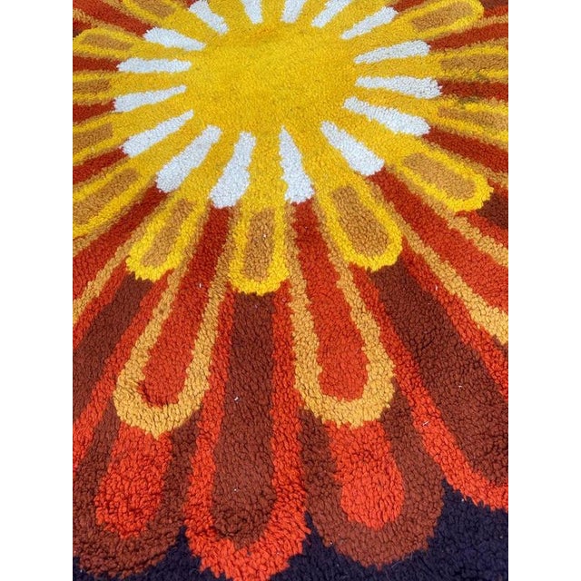 Textile Vintage French Hand-Knotted Cogolin Round Rug, 1960s For Sale - Image 7 of 18