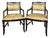 Vintage Regency Style Ebonized Chairs in Scalamandré Silk, a Pair For Sale