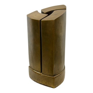 Modernist Bronze Sculpture on Bronze Base, Brazil 1980s For Sale