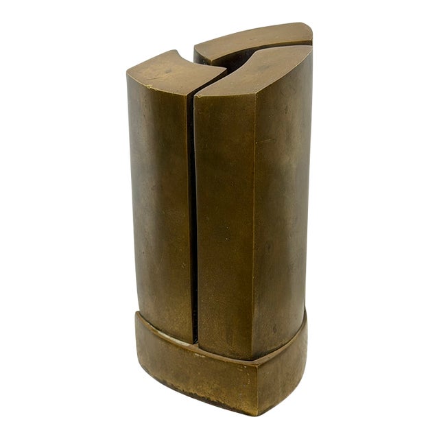 Modernist Bronze Sculpture on Bronze Base, Brazil 1980s For Sale
