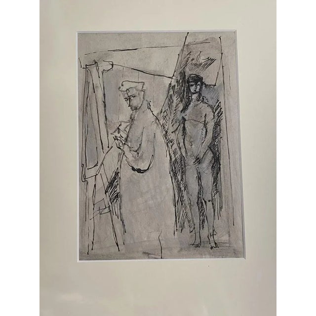 Figure"" is an original china ink and watercolor drawing on ivory-colorated cardboard by Anonymous Artist of XX Century....