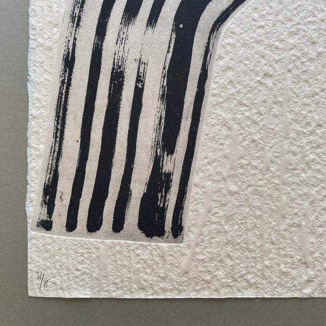 Raoul Lazar Vintage 1974 French Mid Century Modernist " Arc Jaune " Limited Edition Framed Signed Fine Art Embossed Aquatint Etching Print For Sale - Image 9 of 18