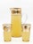 Mid-Century Yellow Glass Lemonade Set with Gilt Geometric Motif, 1950s, Set of 3 For Sale - Image 4 of 4