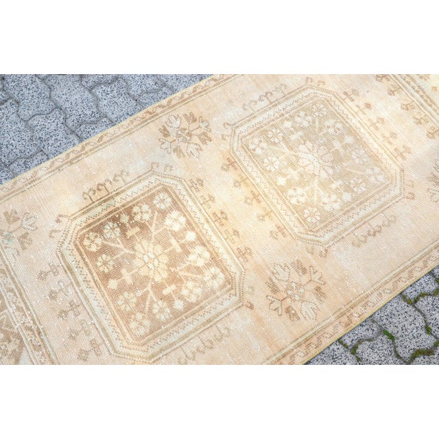 1960s Boho Ecru Color Pale Natural Corridor Long Rug For Sale - Image 4 of 11