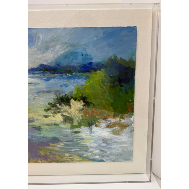 2025, Abstract Marsh Landscape, Contemporary Impressionist, Framed Acrylic Painting on Paper, Artist Ellen Diamond For Sale - Image 4 of 7
